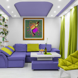 Poster Abstrato Musical Jogando Trompete