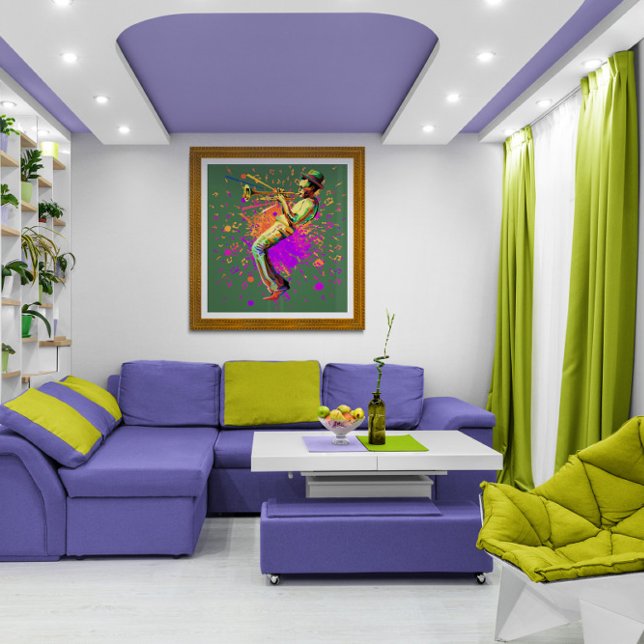 Poster Abstrato Musical Jogando Trompete (Criador carregado)