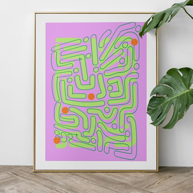 Poster Abstrato Neon Doodles (Criador carregado)