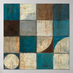 Póster Abstrato no azul e no Brown