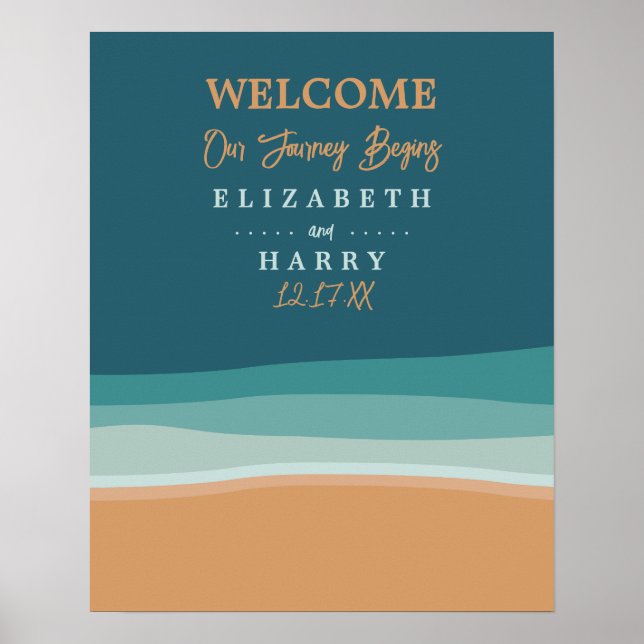 Poster Abstrato Ocean Beach Wedding Welcome (Frente)