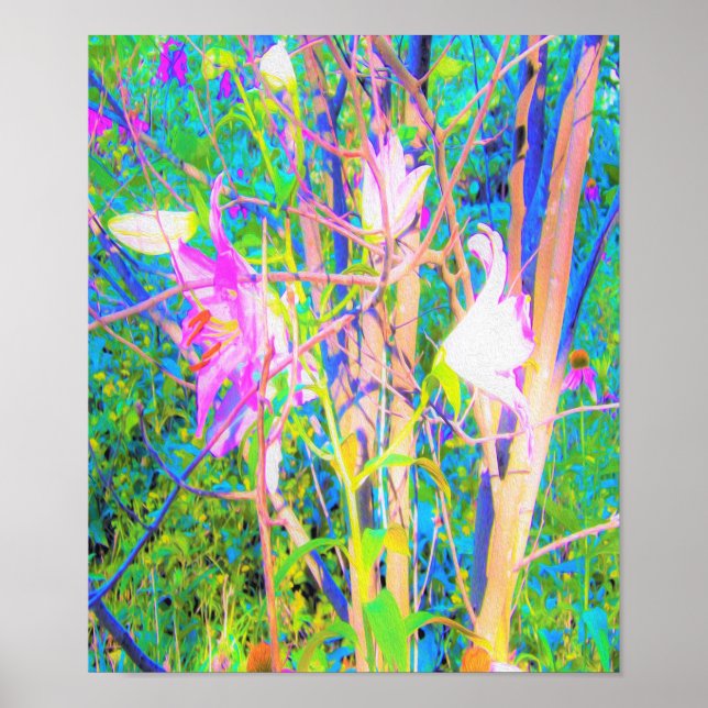 Poster Abstrato Oriental Lily no Meu Jardim Rubio (Frente)