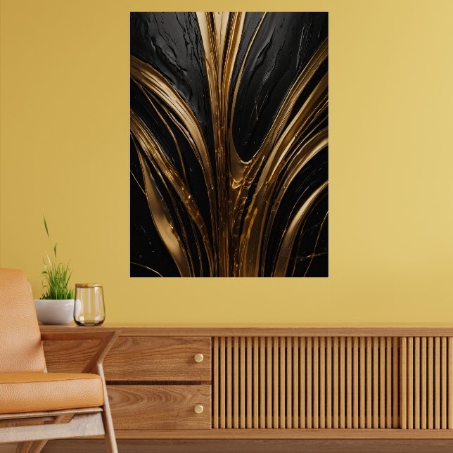 Poster Abstrato ouro | Luxo Dourado Elegante (Sala de Estar 2)