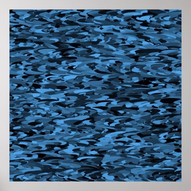 Poster Abstrato - Padrão Azul Preto (Frente)