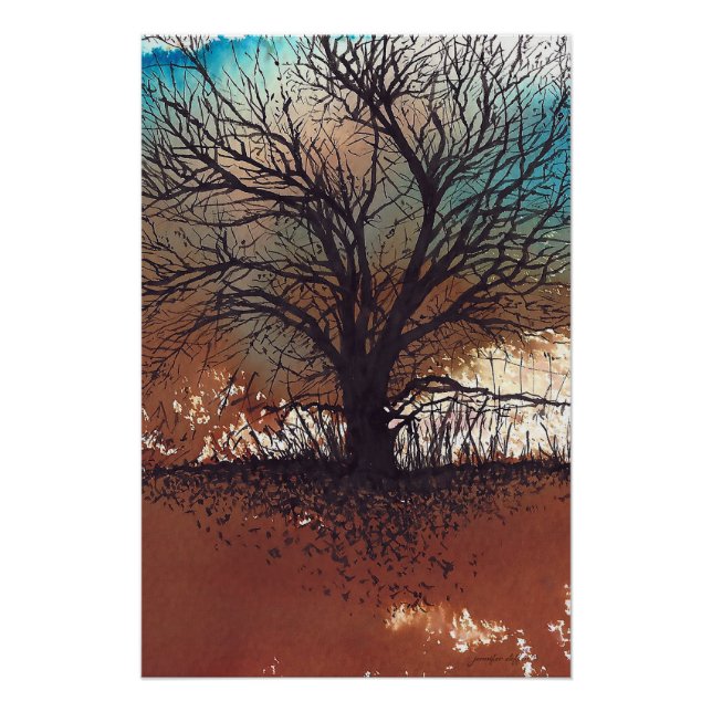 Póster Abstrato Painting Landscape Watercolor Tinta (Frente)