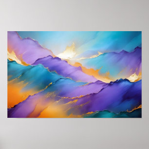 Poster Abstrato Paisagem Monta Arte Natural