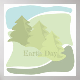 Poster Abstrato, paisagem natural com árvores de abeto e 