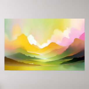 Poster Abstrato Paisagem Panorâmica Natureza Arte de Fund