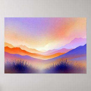 Poster Abstrato Paisagem Panorâmica Natureza Arte de Fund