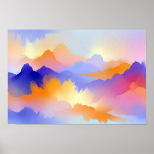 Poster Abstrato Paisagem Panorâmica Natureza Arte de Fund