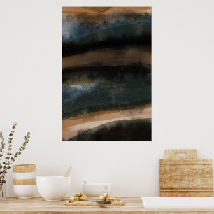 Poster Abstrato Paisagem Pintura Arte Tons escuros da Ter