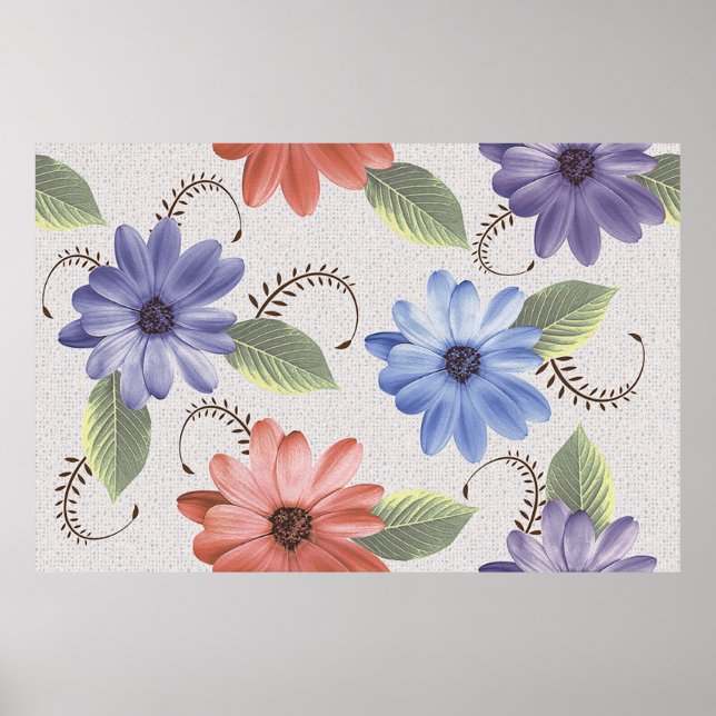 Poster abstrato para casa, óleo decorativo de flores, até (Frente)