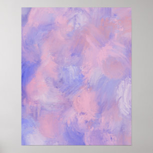 Poster Abstrato Pastel cor-de-rosa e azul