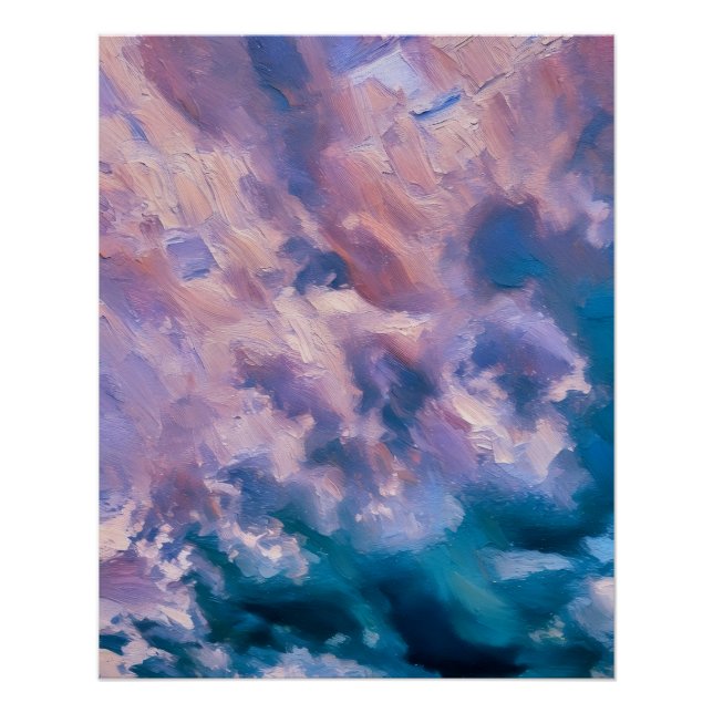 Póster Abstrato Pastel Sky em Estilo Impressionista (Frente)