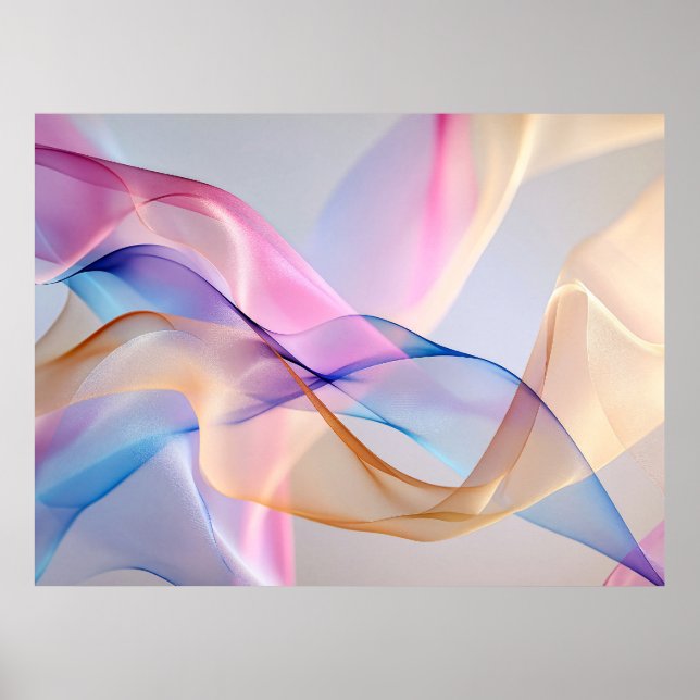 Poster Abstrato Pastel Tecido Fluxo (Frente)