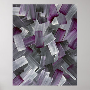 Poster Abstrato pincel trava em roxo, preto e Cinza