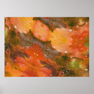 Poster Abstrato pintado manualmente com aquarela. Belo fu