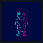 Poster Abstrato pop art<br><div class="desc">Astronauta explora o logotipo do retrato pop de arte da linha da galáxia com design colorida com a ilustração do Abstrato de fundo escuro</div>