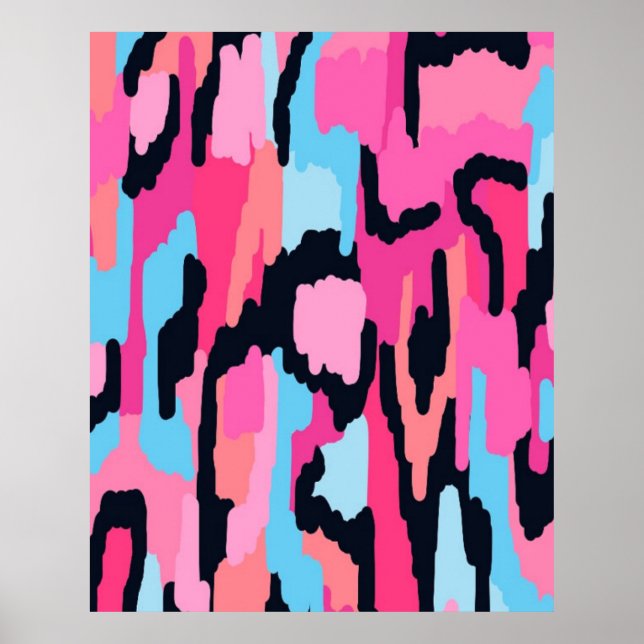 Poster Abstrato Pop cor-de-rosa (Frente)