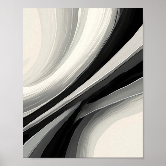 Poster Abstrato preto e branco (Frente)