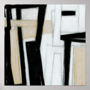 Póster Abstrato preto e branco