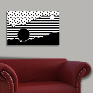 Poster Abstrato preto e branco com padrões