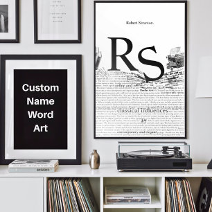 Poster Abstrato preto e branco minimalista personalizado