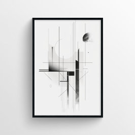 Poster Abstrato preto e branco moderno minimalista