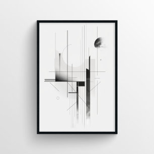 Poster Abstrato preto e branco moderno minimalista