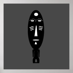 Poster abstrato preto e moderno retrato da arte