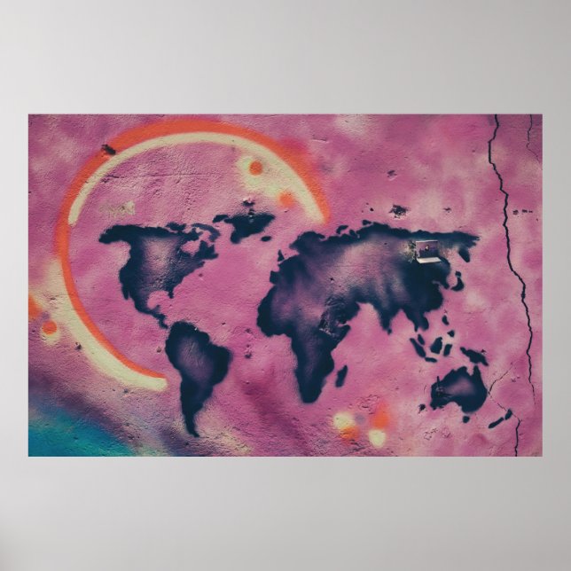 Poster Abstrato preto e rosa (Frente)