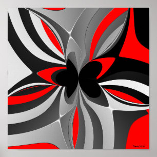 Póster Abstrato preto vermelho do cinza