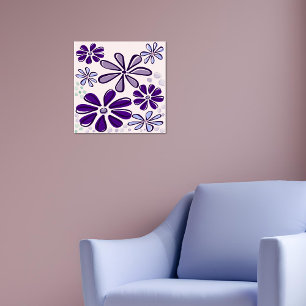 Poster Abstrato Purple Flower Doodle