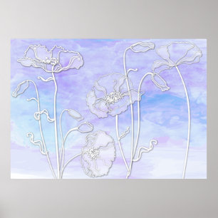 Póster Abstrato púrpura e azul Aquarela e papas 3