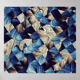 Poster Abstrato quadrados azuis de arte digital