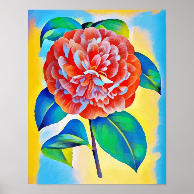Poster Abstrato Rainbow Flor — arte digital original (Frente)