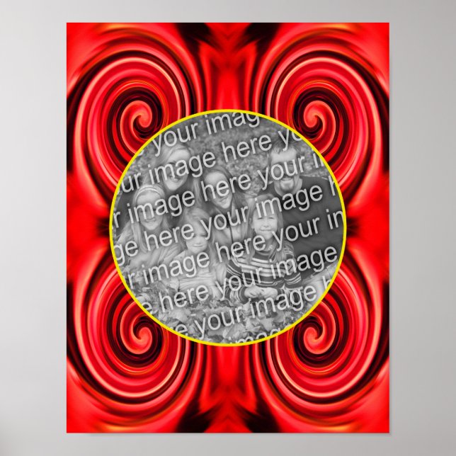 Poster Abstrato Red E Yellow Swirls Adicionar Sua Própria (Frente)