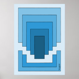 Poster Abstrato retangular em azul