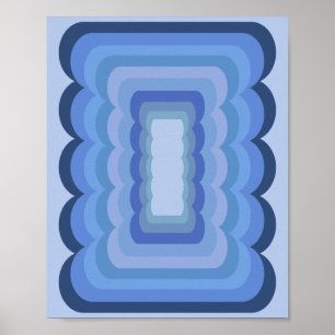 Poster Abstrato retroativo ondulado azul