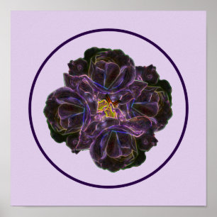 Poster Abstrato Rosa de Buquê de Flor Roxo