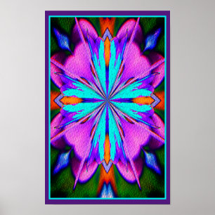Poster Abstrato Roxo E Turquesa