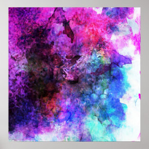 Poster Abstrato roxo fabuloso da aguarela