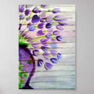 Poster Abstrato Roxo Floral Moderno