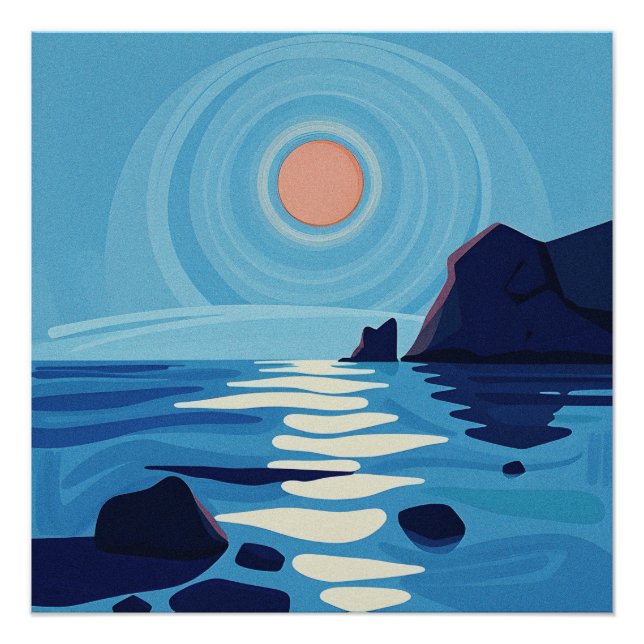 Póster Abstrato Seascape Art (Frente)