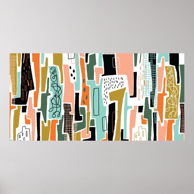 Poster Abstrato sem costura com design geométrico (Frente)