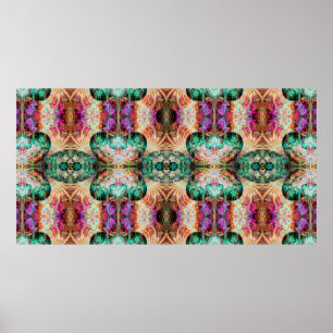 Poster Abstrato sem costura com flores e decoração
