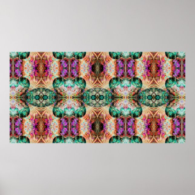 Poster Abstrato sem costura com flores e decoração (Frente)