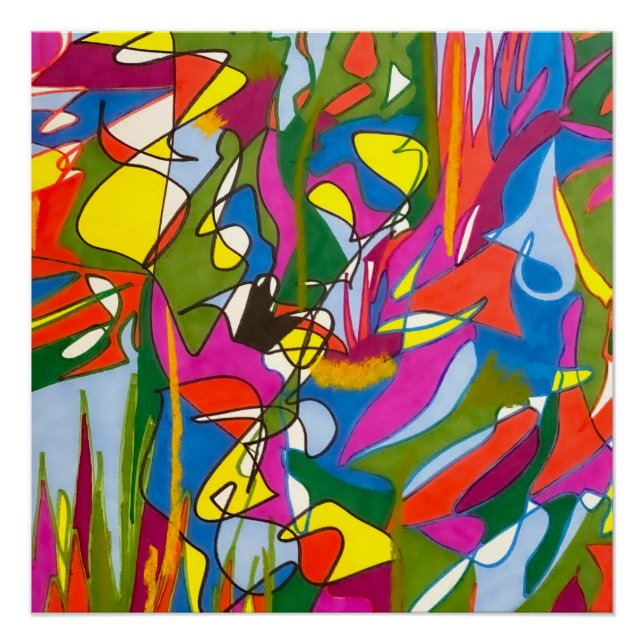 Póster Abstrato Sharpie Art, "Jazz Feature" Glossy Poster (Frente)