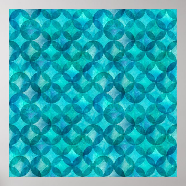 Poster Abstrato sobrepondo círculos sem soldadura. Wat (Frente)