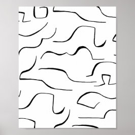 Poster Abstrato Squiggly Line Art - Fundo Branco